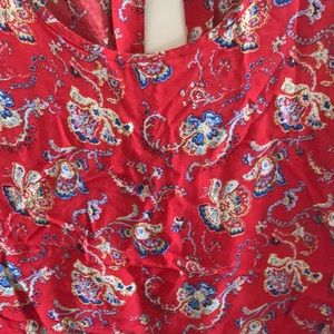 Red paisley cap sleeve top